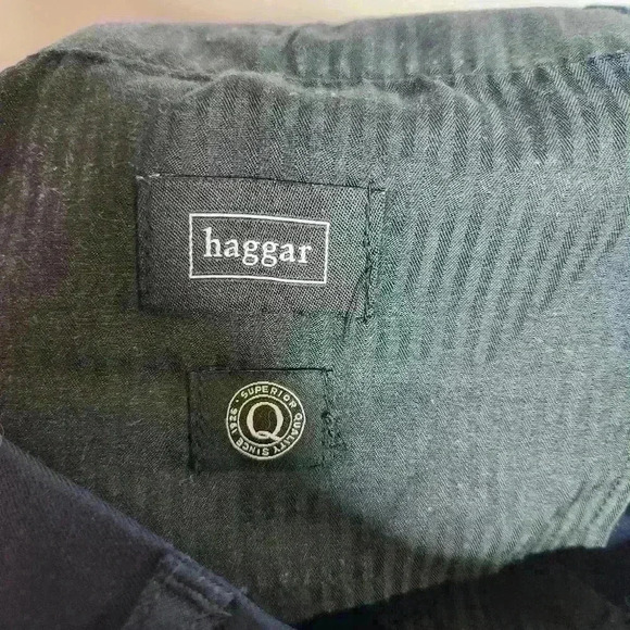 Haggar Mens Navy Blue Dress Pants Flat Front Flex Waist Classic Fit 34x32 - Picture 4 of 6